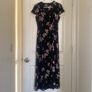 Zara Woman floral button up dress with 1/4 slit Sz XS